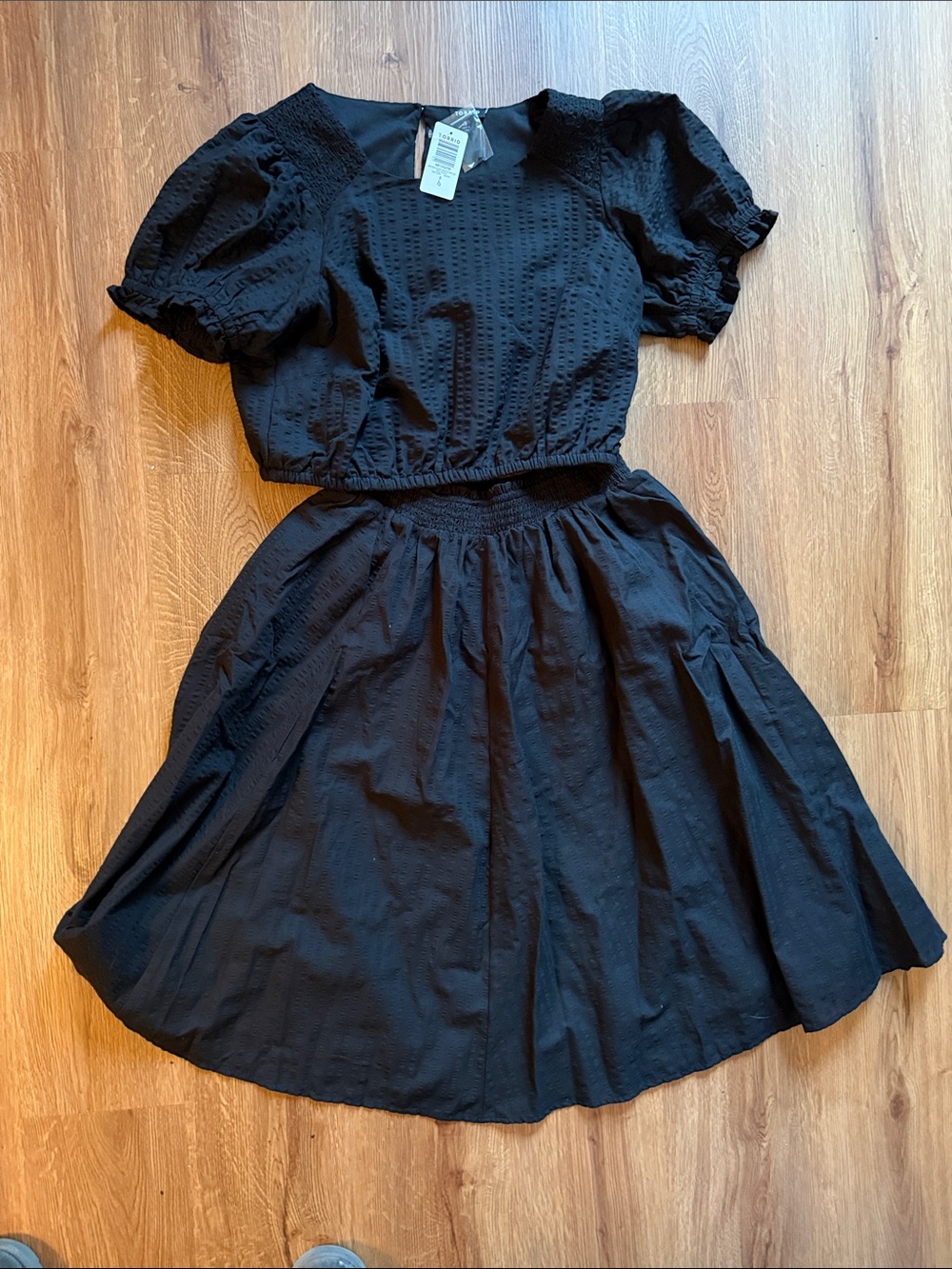 Torrid Puff Sleeve Midi Black Skirt Set